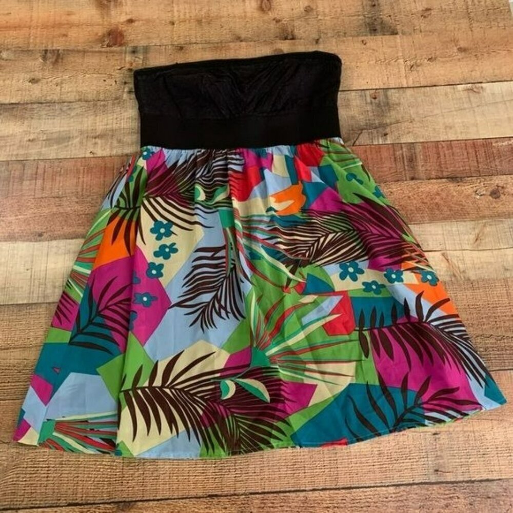 Jonathan Martin women’s sleeveless tube top mini sun dress floral Hawaiian print